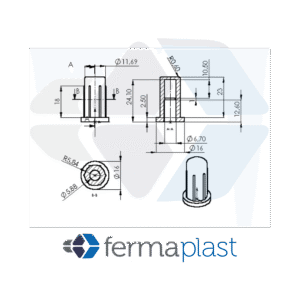 PRODUTO - 60015 Bucha 10 Mm P/ Rodizio Pino 6 Mm