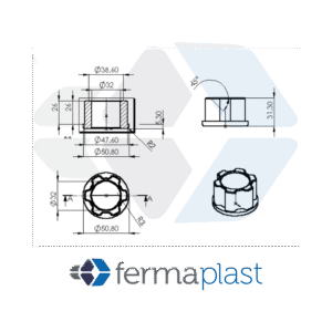 PRODUTO - 60016 Bucha 2" Superior P/ Cadeira Giratoria