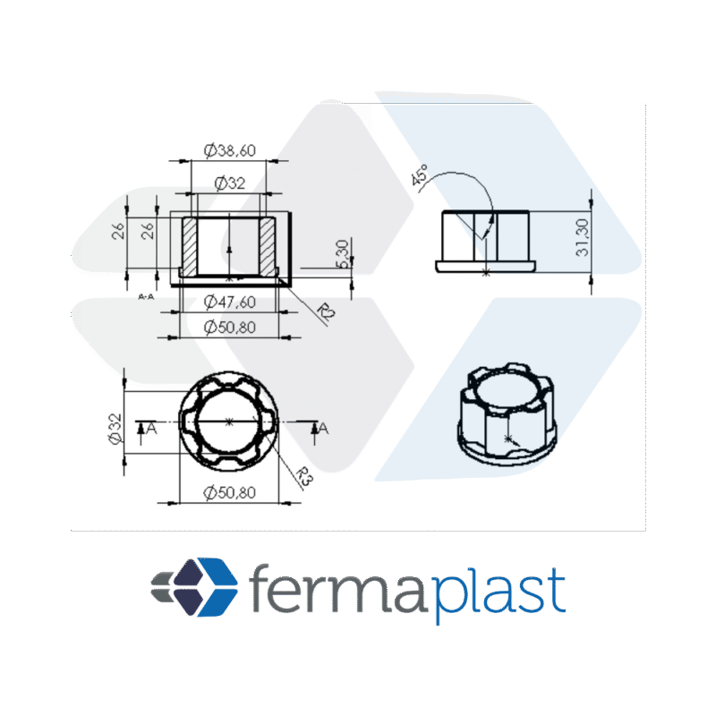 PRODUTO - 60016 Bucha 2" Superior P/ Cadeira Giratoria