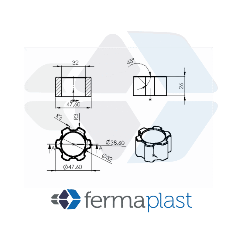 PRODUTO - 60017 Bucha 2" Inferior P/ Cadeira Giratoria