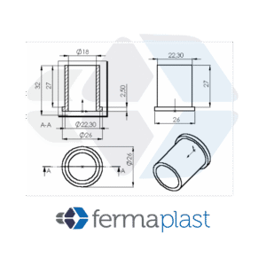 PRODUTO - 60018 Bucha Da Poltrona 26x18 Mm Nylon Grafitada