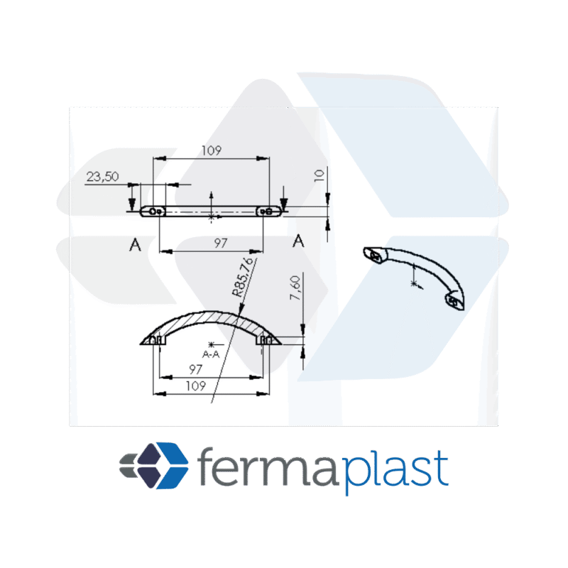 PRODUTO - 70004 Puxador Alça Reta 54 Mm Nylon