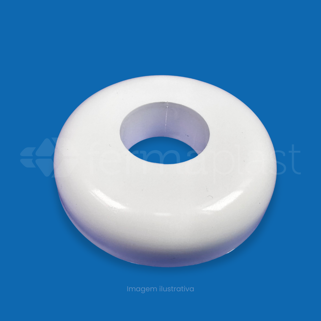 Para-choque Cama Hospitalar 100 mm com furo de 1.1/2". Proteja paredes e equipamentos contra impactos durante a movimentação. Durabilidade e segurança com a qualidade Fermaplast. Confira!