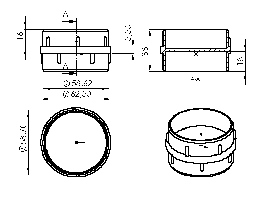 10057 - 2892 Ponteira Plástica 15x15 Mm Interna Reta Especial