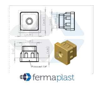 Ponteira Plástica 20x20 Mm Interna Reta Porca 5/16"