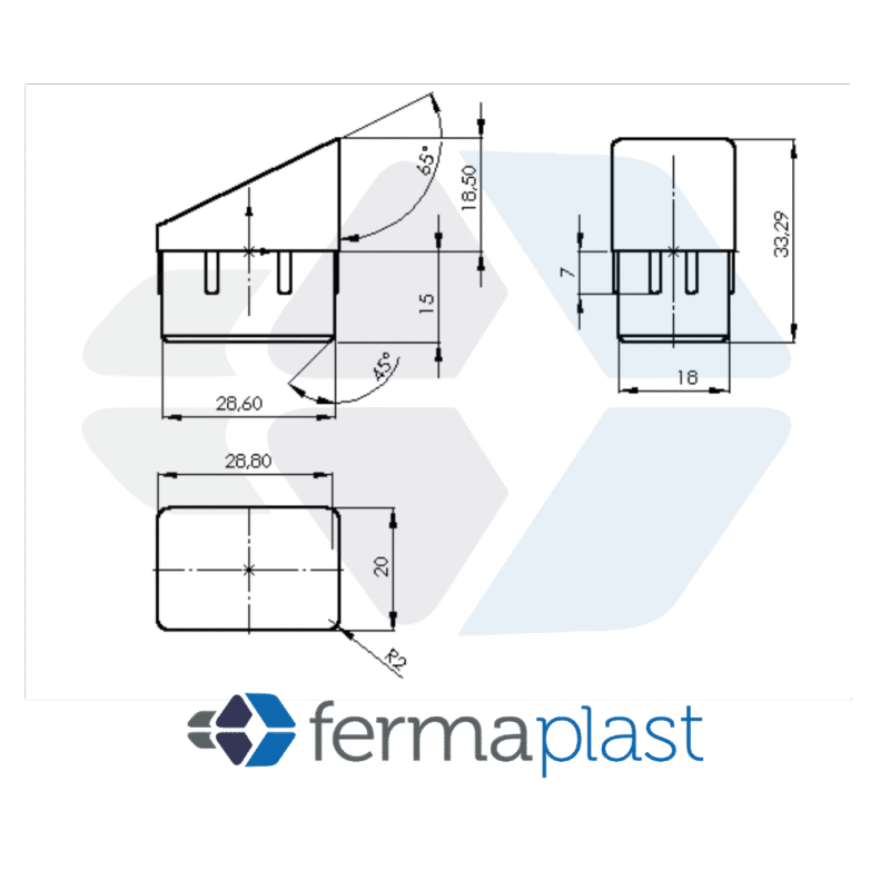 Ponteira Plástica 20x30 Mm Interna Chanfrada 25º