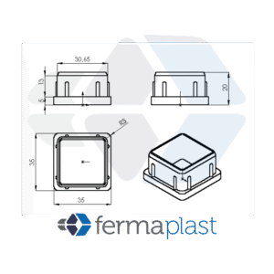 PRODUTO - 10053 - 2379 Ponteira Plástica 35x35 Mm Interna Branca