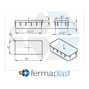 PRODUTO - 10068 - 2411 Ponteira Plástica Plástica 40x80x1,2 Mm Interna Reta
