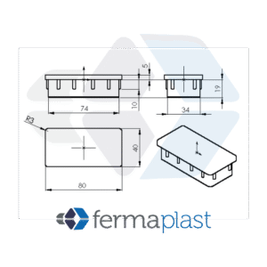 Ponteira Plástica 40x80x3mm Interna Reta