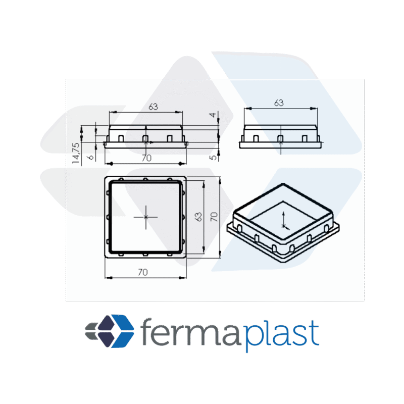 PRODUTO - 10074 - 2476 Ponteira Plástica Plástica 70x70x1,5 Mm Interna Reta
