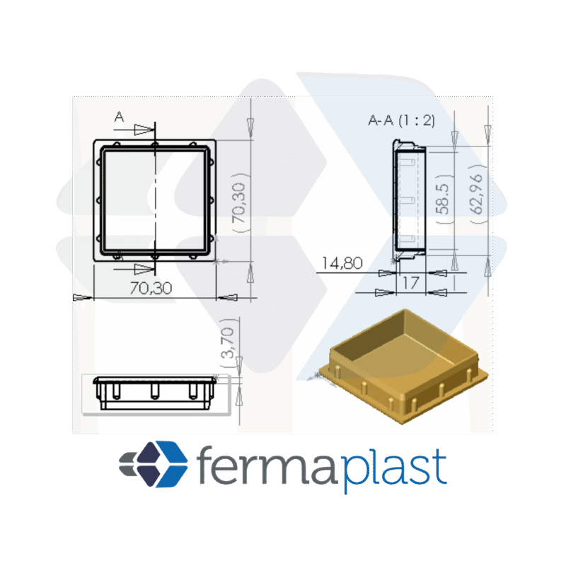 PRODUTO - 10074g ponteira 70x70 interna reta grafite Ponteira Plástica Plástica 70x70x1,5 Mm Interna Reta