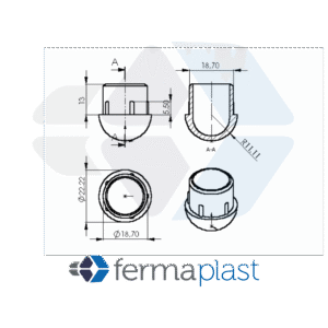 Ponteira Plástica 7/8" Interna Abaulada