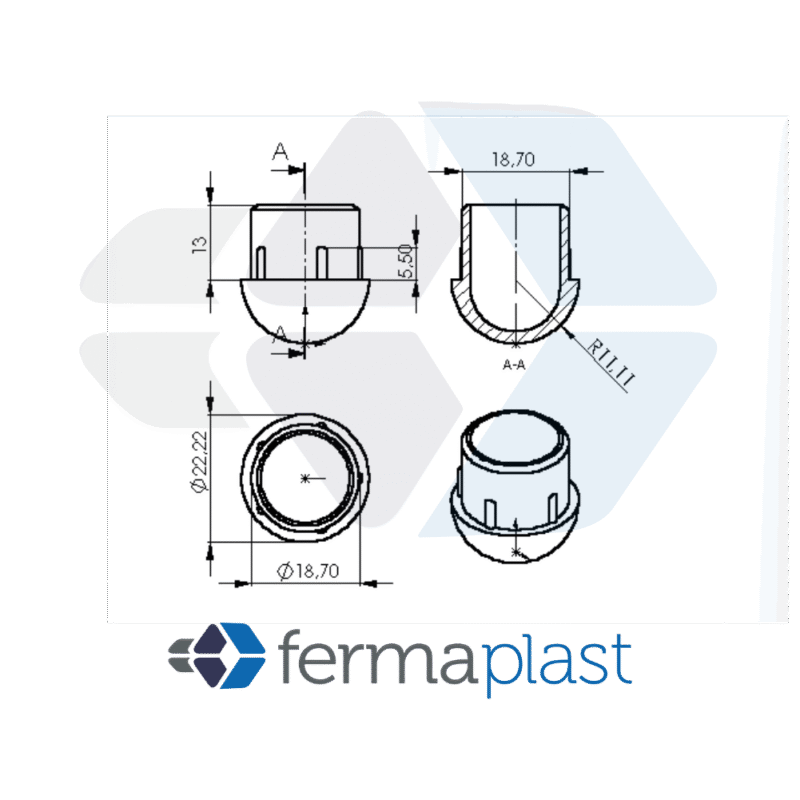 Ponteira Plástica 7/8" Interna Abaulada
