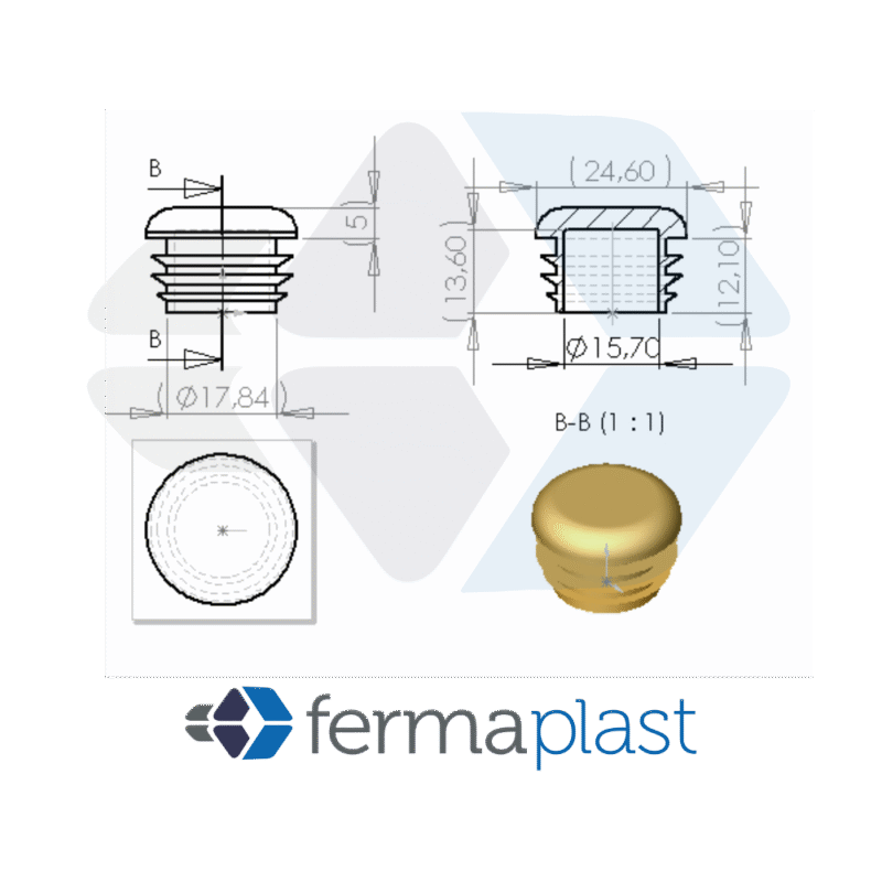 PRODUTO - 10122 ponteira interna abaulada garra lateral Ponteira Plástica 1" Interna Abaulada Garra Lateral P/ Aluminio