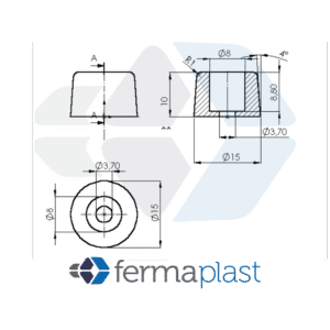 PRODUTO - 20040 Pezinho Furado 15x10 Mm Pvc Mole / Duro
