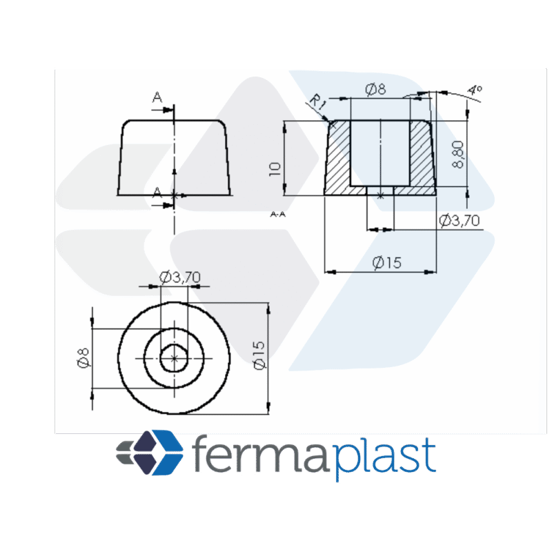 PRODUTO - 20040 Pezinho Furado 15x10 Mm Pvc Mole / Duro