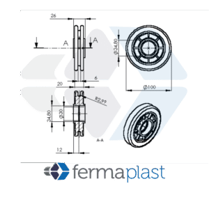PRODUTO - 20051 Roldana 100 Mm Rolamento