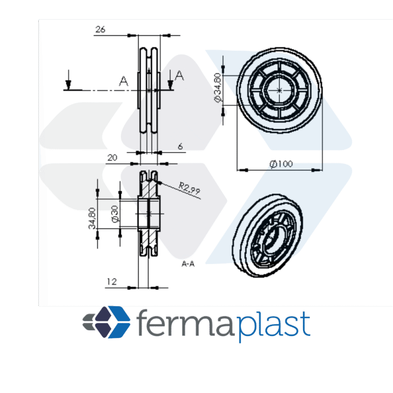 PRODUTO - 20051 Roldana 100 Mm Rolamento