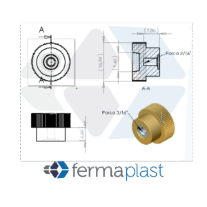 PRODUTO - 50002 manipolo 20 x porca 3!16 Manipulo Porca 19x