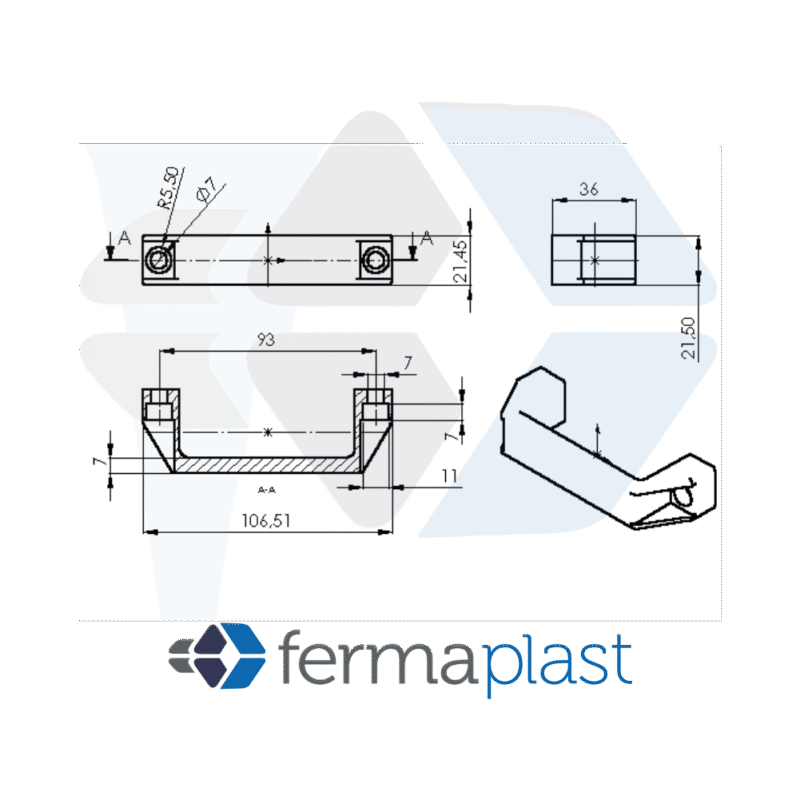 PRODUTO - 70010 Puxador Alça Reta 92 Mm Nylon